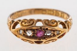 An early 20th century ruby and diamond ring,