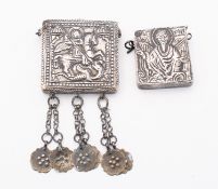 An early 20th century silver Orthodox Christian Ladanka of Saint Nicholas, probably Russian,