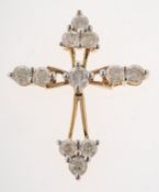 A 9ct gold diamond cross pendant, an openwork cross pendant set with brilliant-cut diamonds,