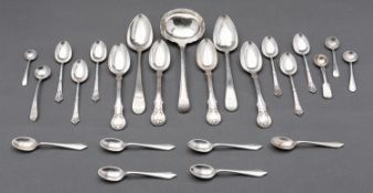 A mixed group of silver flatware including;