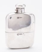 An Edward VII silver hip flask by Mappin & Webb Ltd, Birmingham 1908, of rounded rectangular form,
