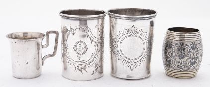 A mixed group of Russian silver Vodka Charka (Vodka cups) including;