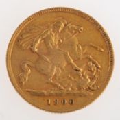 A half sovereign, a Victoria 1900, 4.0grams.