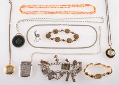 A mixed group of silver, costume jewellery and watches,