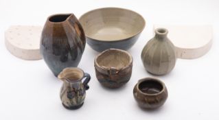 A mixed group of studio pottery includin