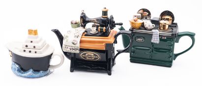 Three novelty tea pots,