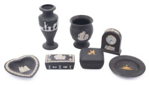 A group of Wedgwood black basalt compris