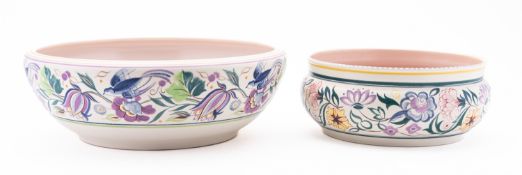 Two Poole pottery bowls of shallow circu