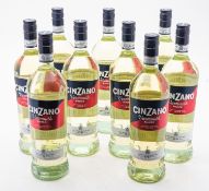 Nine bottles of Cinzano Bianco Vermouth.