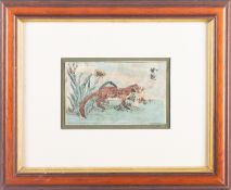Totoya Hokkei [1780-1850] a wood block print of a jardiniere of plants,