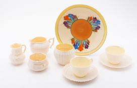 Eight pieces of Belleek porcelain tea wa