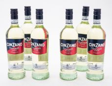 Six bottles of Cinzano Bianco Vermouth.