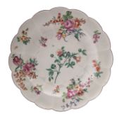A large Chelsea lobed dish, circa 1755 with shaped rim,