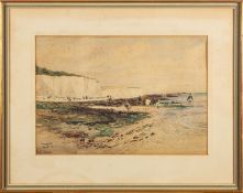 David Cox (British, 1783-1859) - Picking up pebbles on the Devon coast - Watercolour - 24 x 34cm,