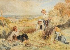 Myles Birket Foster (British, 1825-1899) - Summer harvest - 25 x 35cm ,