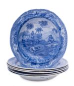 A set of six Spode 'Indian Sporting Series' soup plates,