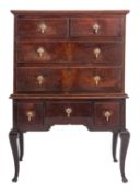 A George I oak chest on stand,