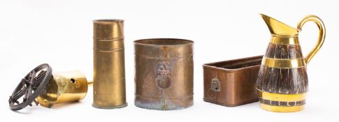 A collection of domestic metalware,
