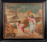 A George III silk and woolwork picture of the Conversion of Saul on the Road to Damascus,