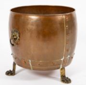 A copper and brass log bin,