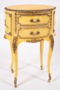 A French painted and parcel giltwood and composition bedside stand in Louis XV style,