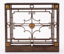 A French parcel gilt and wrought iron hall stand, circa 1900; the of rectangular openwork form,