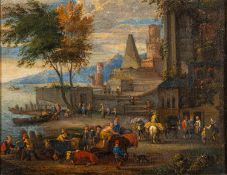 Follower of Jan Brueghel the elder (Flemish, 1568-1625) - A fair on the banks of a river,