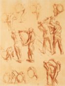Sir William Blake Richmond (British, 1842-1921 - Sketches of men carrying large pot,
