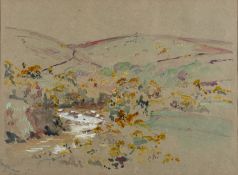 Katharine Riches (British, 1867 - 1950) - Dartmoor - Watercolour heightened with white - 27 x 37cm,