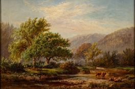 John Barrett (British, 1822 - 1893) - 'By the Dart' - Oil on canvas - 32 x 48cm, 44 x 60.