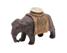 A Continental metal ink stand modelled as an elephant,