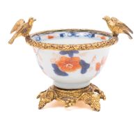 A Chinese Imari porcelain and gilt-metal mounted tea bowl,