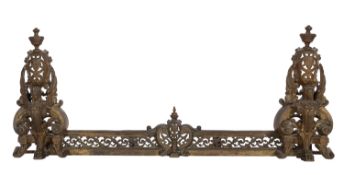 A French brass fender in Louis XV taste,
