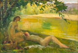 * Jean Chaleye (French, 1878-1960) - Female nudes beside a river