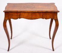 A crossbanded burr walnut side table in 18th Century taste,