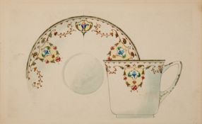 British School, Early 20th Century - Designs for cups and saucers - Nine watercolours - 15.