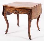 A black walnut drop leaf occasional table in Louis XV style,