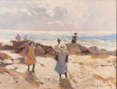 Willy Sluiter (Dutch, 1873-1949) - `The Childrens Hour' - Oil on board - 30 x 39.5cm, 48 x 57.