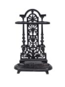 A painted cast iron stick stand in Aesthetic Movement taste,