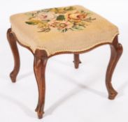 A mahogany and upholstered stool in 18th century style,