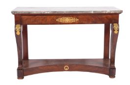 A Louis Philippe marble topped mahogany console table,