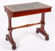 A mahogany and leather inset chamber writing table by Gillow & Co,