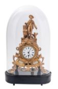 Leroy à Paris, a gilt-metal mantel clock under glass dome the eight-day duration,
