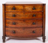 A Victorian mahogany bow fronted chest of drawers,