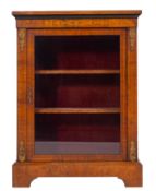 A Victorian walnut and line inlaid pier display cabinet,