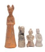 A Chinese Tang pottery figure of an elegant lady,