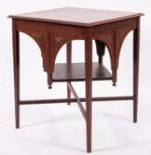 An Edwardian mahogany and crossbanded square library table,