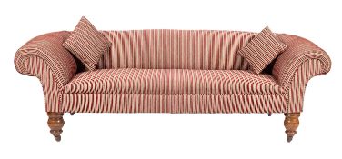 A Victorian walnut and later reupholstered Chesterfield sofa,