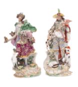 A pair of German porcelain figures of a shepherd and shepherdess, late 19th century,