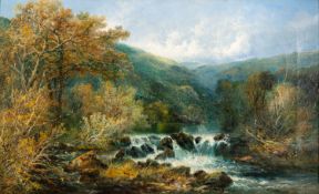William Widgery (British, 1822-1893) - A moorland river landscape - Oil on canvas - 49 x 81cm,